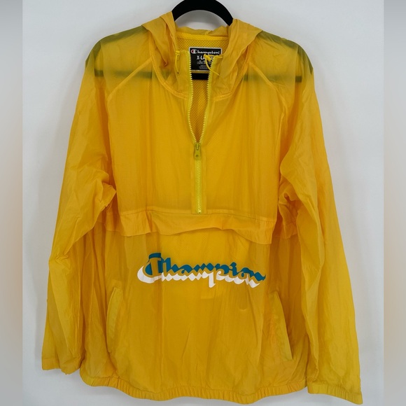 Champion Pullover Windbreaker Men’s XL Anorak Lightweight Yellow new‎ no tags - Picture 1 of 9